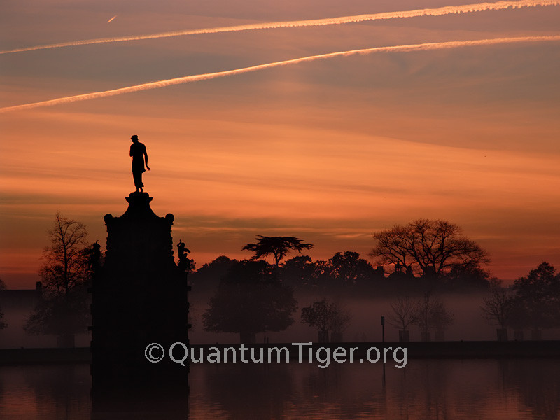 The Diana fountain in Bushy Park in the afterglow of sunset.